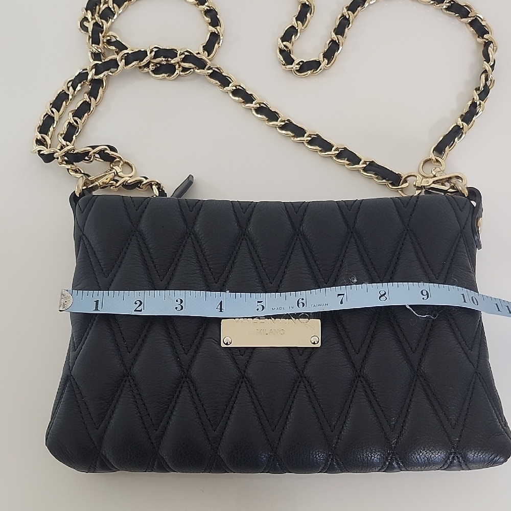 Valentino Black Quilted Leather Shoulder Bag With Removable Chain Straps 10x 7 - Picture 4 of 16